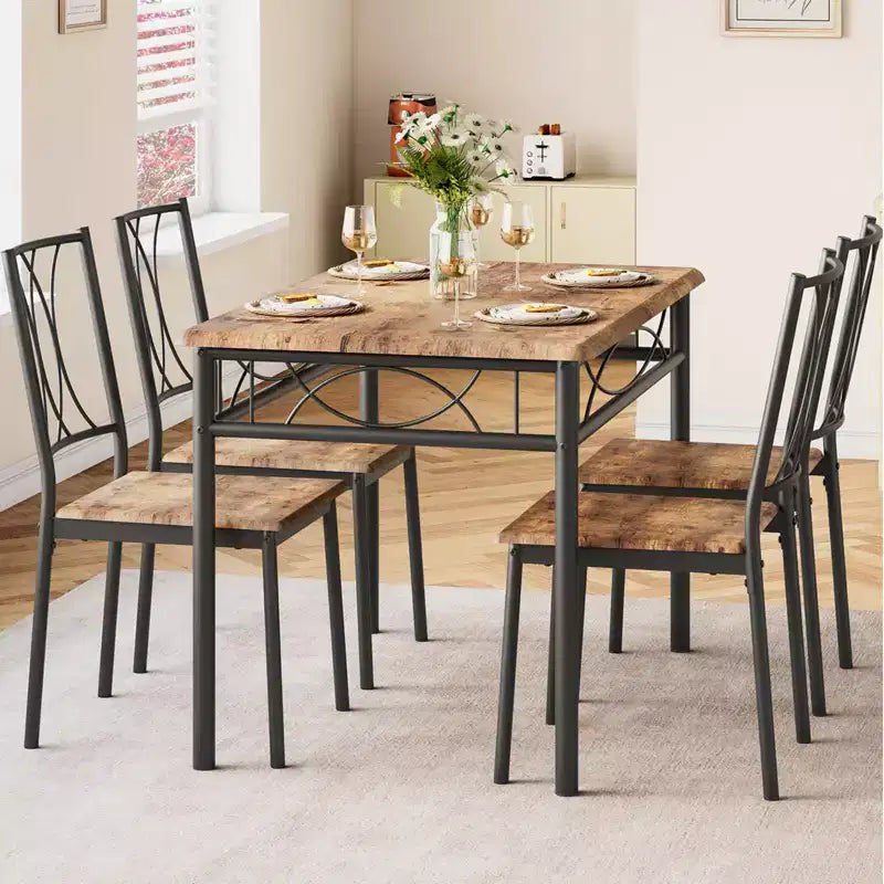 Table de cuisine rectangulaire, avec 4 chaises rembourrées