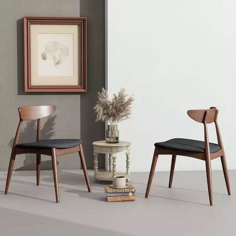 Chaises de salle à manger Christopher Knight Home Barron, de style mi-siècle moderne, en bois d'hévéa, avec revêtement en tissu (Lot de 2)
