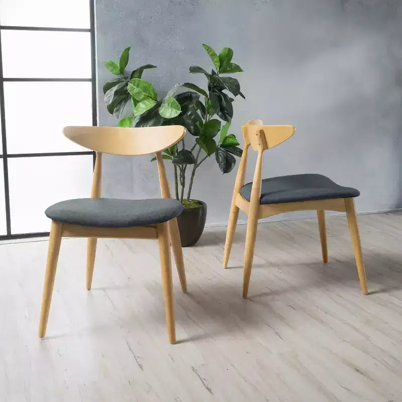 Chaises de salle à manger Christopher Knight Home Barron, de style mi-siècle moderne, en bois d'hévéa, avec revêtement en tissu (Lot de 2)