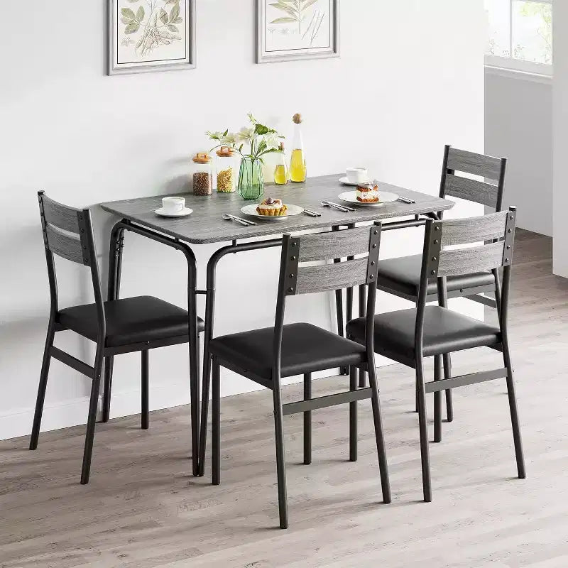 Ensemble de salle à manger 5 pièces GustoWave, avec 4 chaises rembourrées