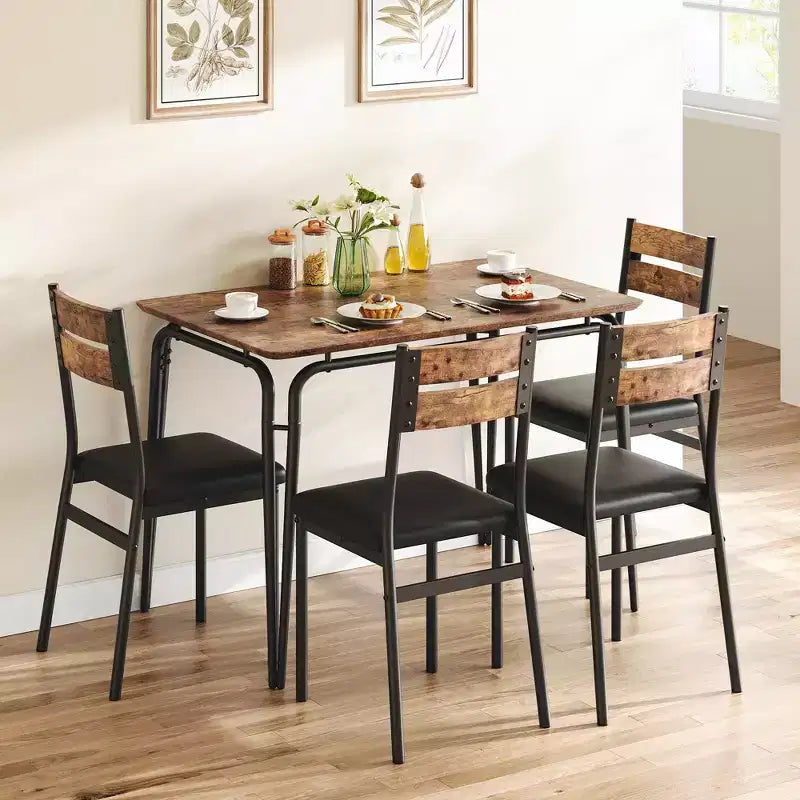 Ensemble de salle à manger 5 pièces GustoWave, avec 4 chaises rembourrées