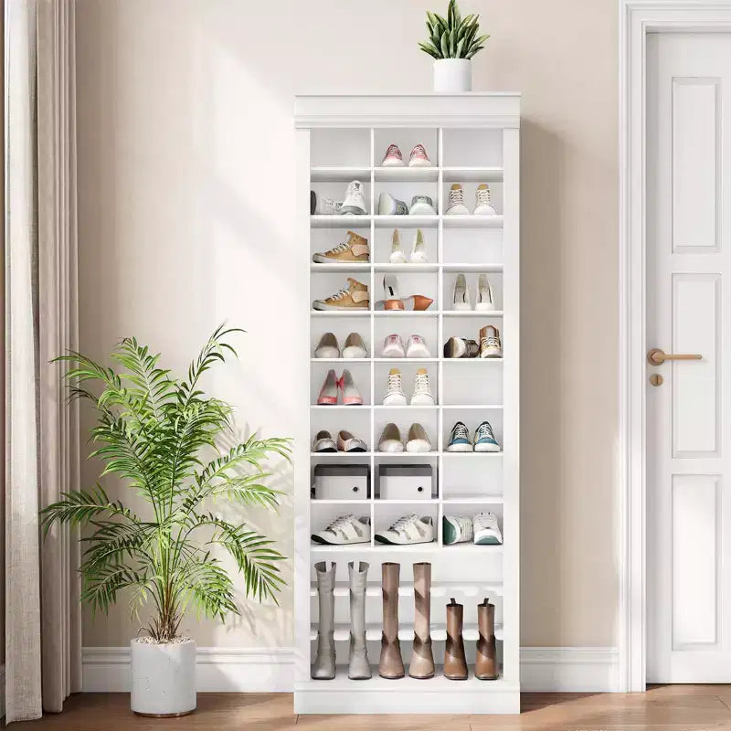 Meuble à chaussures 10 niveaux avec 27 casiers et porte-bottes, organisateur de chaussures autoportant de 186 cm de haut pour entrée, placard, salon