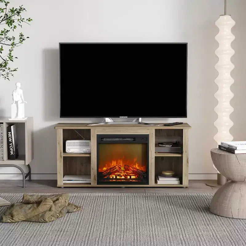 Meuble TV Homlux moderne avec cheminée électrique, pour téléviseurs jusqu'à 55 pouces