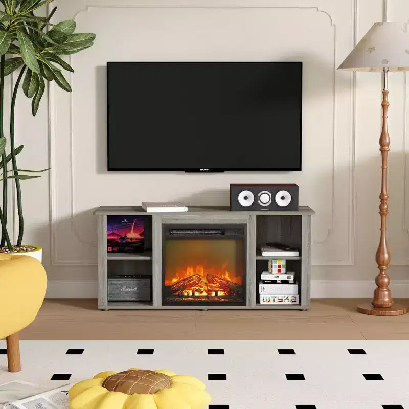 Meuble TV Homlux moderne avec cheminée électrique, pour téléviseurs jusqu'à 55 pouces