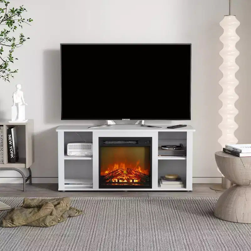 Meuble TV Homlux moderne avec cheminée électrique, pour téléviseurs jusqu'à 55 pouces