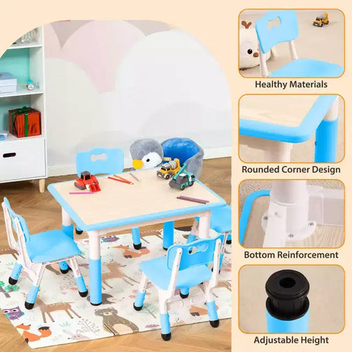 Ensemble de 5 pièces table et chaises pour tout-petits, table et chaises pour enfants réglables en hauteur, table pour tout-petits pour la lecture, le dessin, les repas, pour les enfants de plus de 3 ans