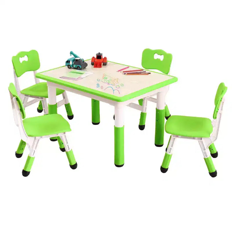 Ensemble de 5 pièces de table et chaises pour tout-petits, ensemble de 4 tables et chaises pour enfants réglables en hauteur, table pour tout-petits pour la lecture, le dessin, les repas, pour les enfants de plus de 3 ans