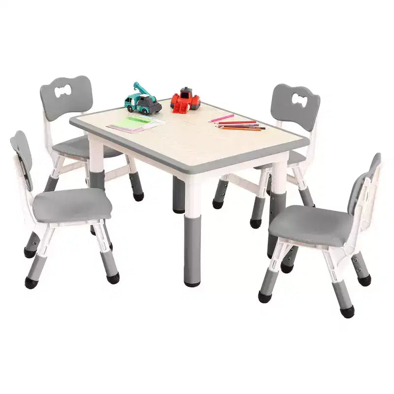 Ensemble de 5 pièces de table et chaises pour tout-petits, ensemble de 4 tables et chaises pour enfants réglables en hauteur, table pour tout-petits pour la lecture, le dessin, les repas, pour les enfants de plus de 3 ans