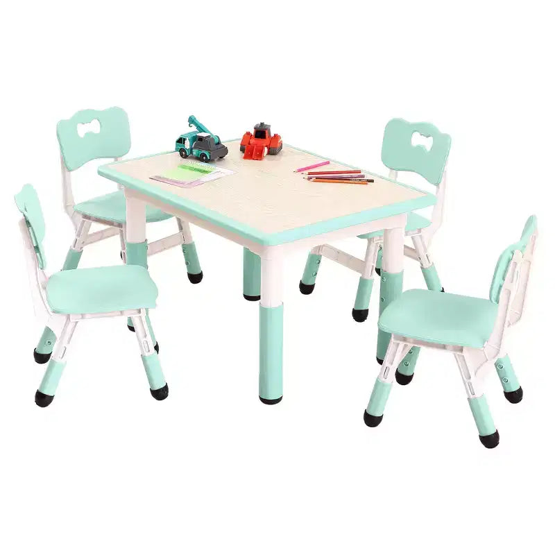 Ensemble de 5 pièces de table et chaises pour tout-petits, ensemble de 4 tables et chaises pour enfants réglables en hauteur, table pour tout-petits pour la lecture, le dessin, les repas, pour les enfants de plus de 3 ans