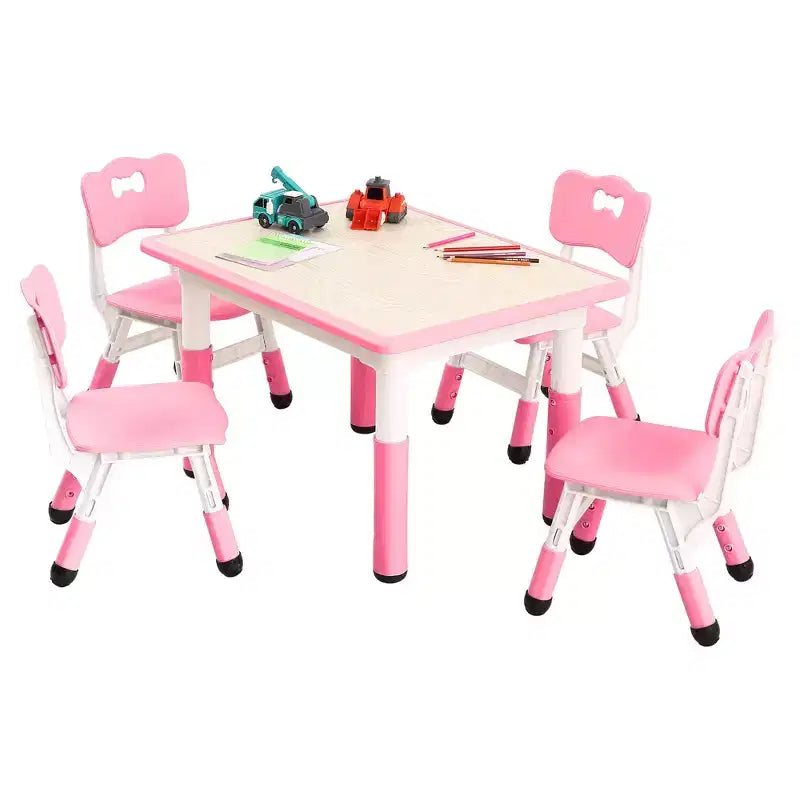 Ensemble de 5 pièces de table et chaises pour tout-petits, ensemble de 4 tables et chaises pour enfants réglables en hauteur, table pour tout-petits pour la lecture, le dessin, les repas, pour les enfants de plus de 3 ans