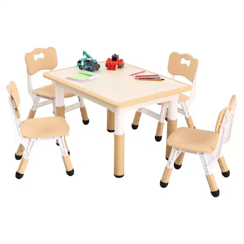 Ensemble de 5 pièces de table et chaises pour tout-petits, ensemble de 4 tables et chaises pour enfants réglables en hauteur, table pour tout-petits pour la lecture, le dessin, les repas, pour les enfants de plus de 3 ans