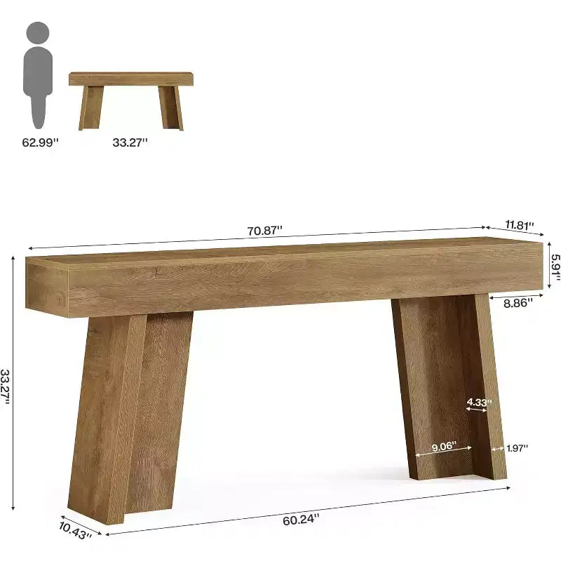 Lantine Table Console 180 cm, Table d'entrée Étroite Style Ferme pour Salon, Couloir, Entrée, Hall (Naturel)