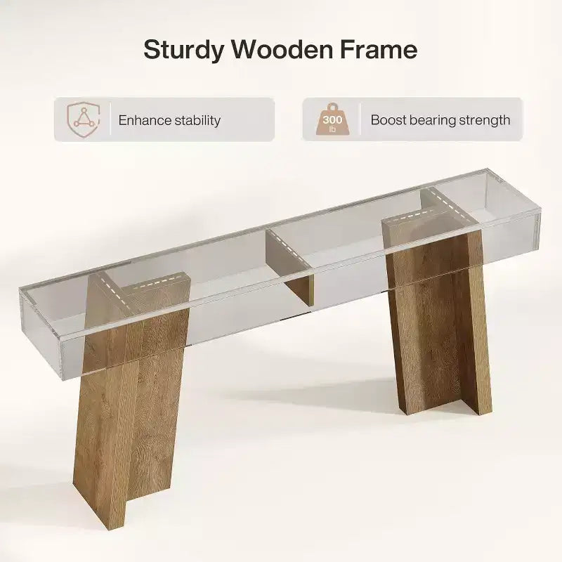 Lantine Table Console 180 cm, Table d'entrée Étroite Style Ferme pour Salon, Couloir, Entrée, Hall (Naturel)