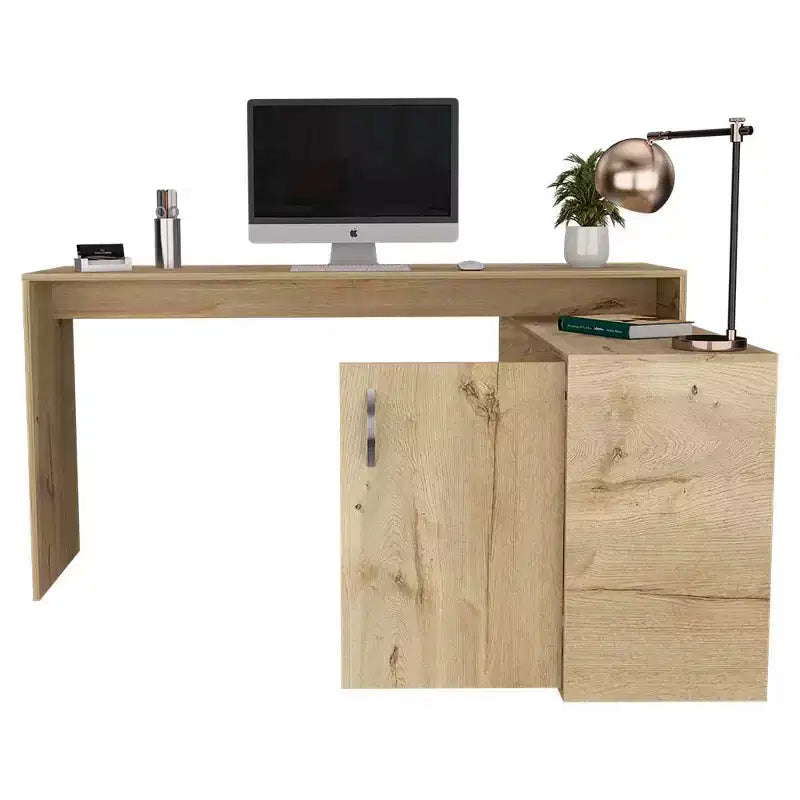 TUYOHW Bureau d'angle moderne en L avec rangement, bureau d'angle avec étagères ouvertes et armoire, bureau d'angle droit pour poste de travail à domicile
