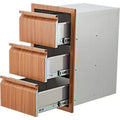 Acekool Outdoor Kitchen 14x24x18 Triple Drawer, Stainless Steel Storage Cabinet for Patio Grill Island, Brown