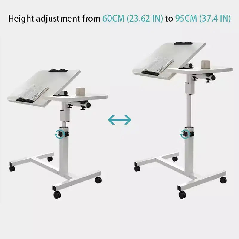 COZONY Table de lit réglable en hauteur, avec bande antidérapante et roulettes pour salon, chambre et hôpital