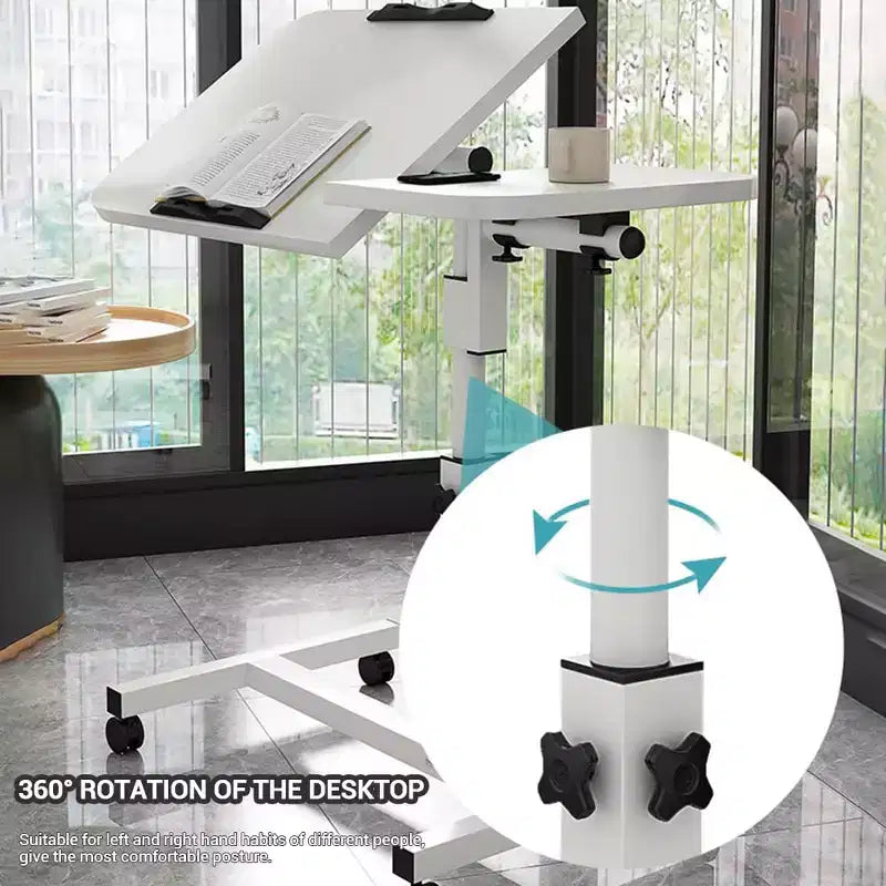 COZONY Table de lit réglable en hauteur, avec bande antidérapante et roulettes pour salon, chambre et hôpital