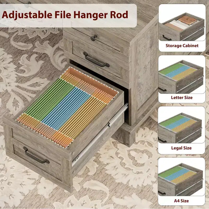 Bureau de direction Garvee avec tiroirs, bureau d'ordinateur de style rustique avec station de charge, 60 pouces avec rangement pour dossiers