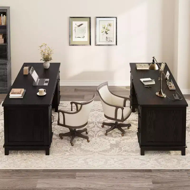 Bureau de direction Garvee avec tiroirs, bureau d'ordinateur de style rustique avec station de charge, 60 pouces avec rangement pour dossiers
