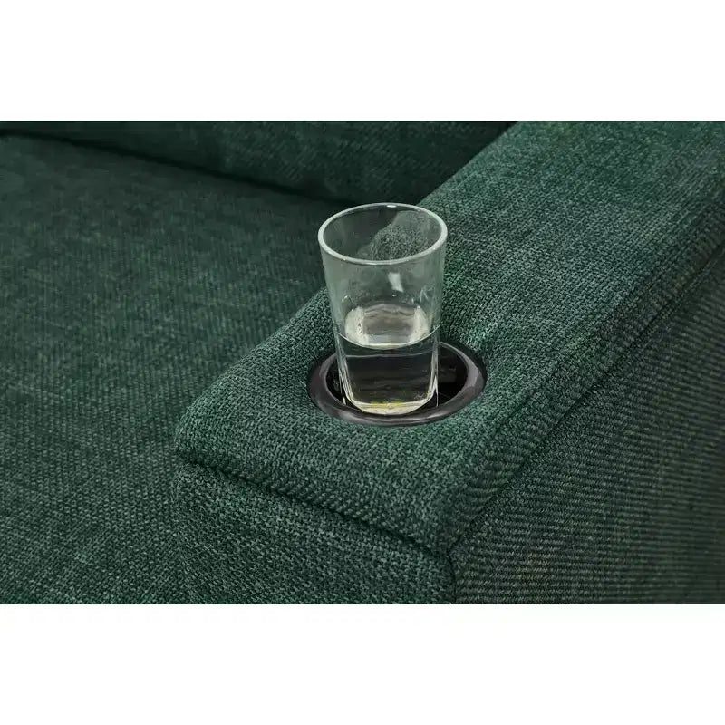 Canapé de salon MAYEERTY 93.7 de style moderne en tissu, avec accoudoirs carrés et porte-gobelet, en polyester rembourré, vert