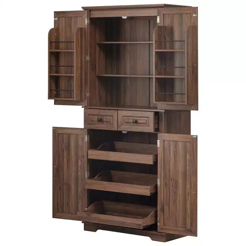 sumyeg 71 Armoire de cuisine avec organisateurs coulissants, 6 étagères de porte et tiroirs