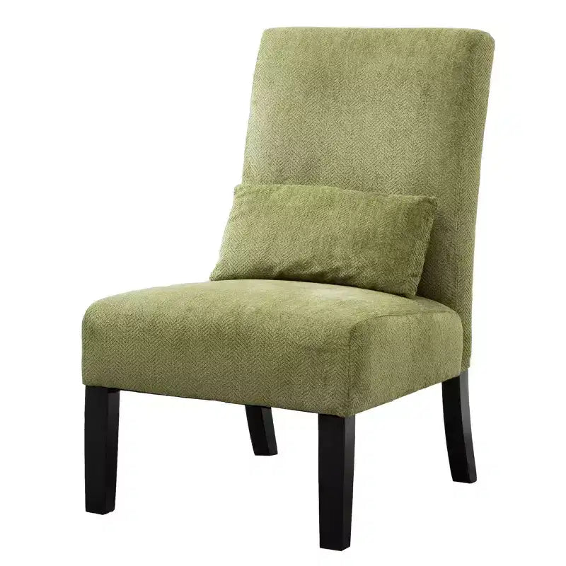 TUYOHW Fauteuil d'appoint moderne avec oreiller et revêtement en tissu chenille, sans accoudoirs, avec pieds en bois massif, chaise confortable pour salon et chambre à coucher