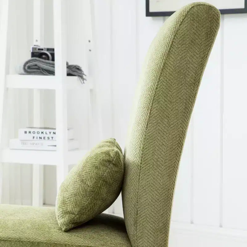 TUYOHW Fauteuil d'appoint moderne avec oreiller et revêtement en tissu chenille, sans accoudoirs, avec pieds en bois massif, chaise confortable pour salon et chambre à coucher
