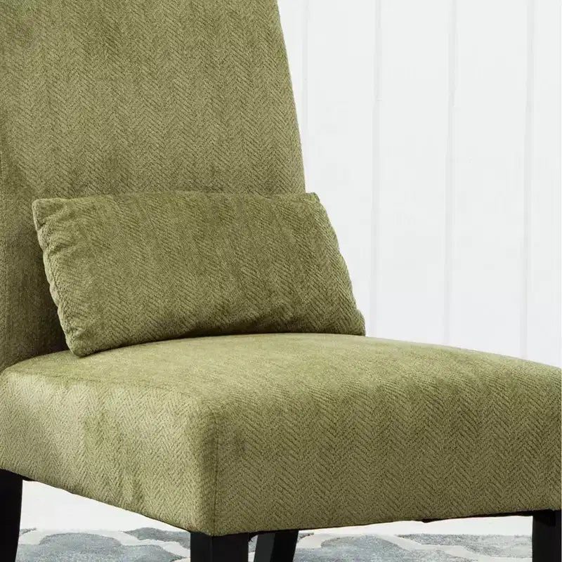 TUYOHW Fauteuil d'appoint moderne avec oreiller et revêtement en tissu chenille, sans accoudoirs, avec pieds en bois massif, chaise confortable pour salon et chambre à coucher