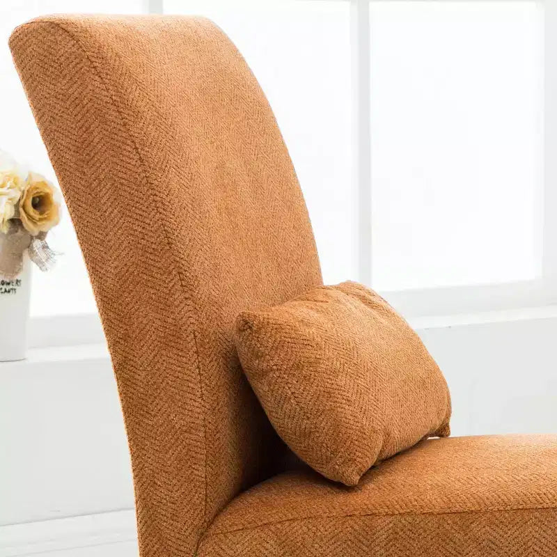TUYOHW Fauteuil d'appoint moderne avec oreiller et revêtement en tissu chenille, sans accoudoirs, avec pieds en bois massif, chaise confortable pour salon et chambre à coucher