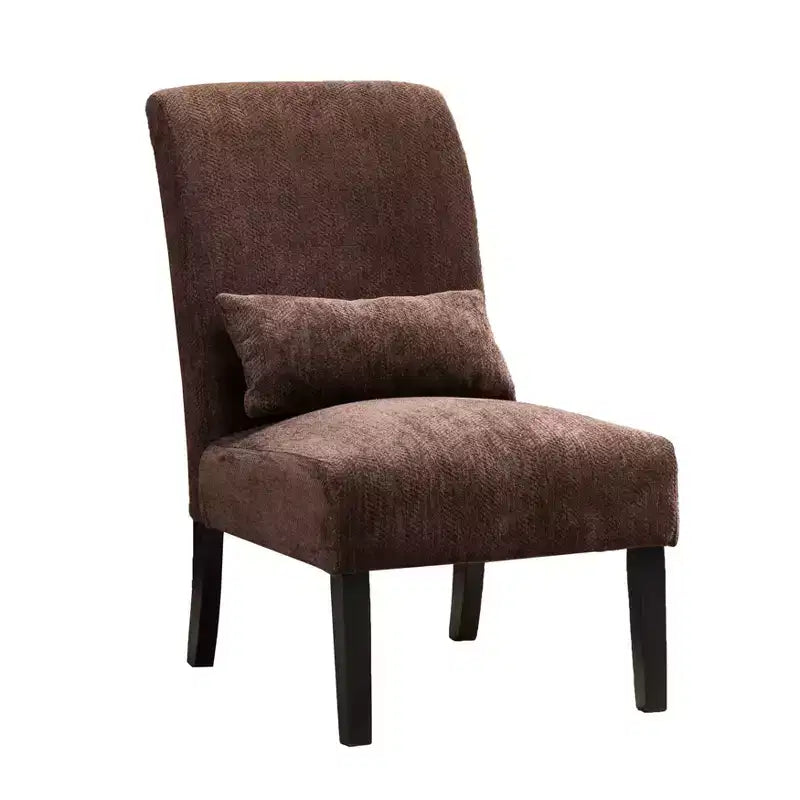 TUYOHW Fauteuil d'appoint moderne avec oreiller et revêtement en tissu chenille, sans accoudoirs, avec pieds en bois massif, chaise confortable pour salon et chambre à coucher