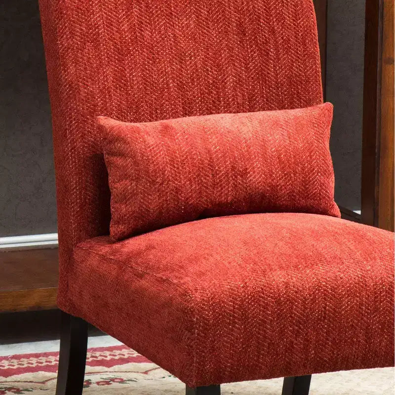 TUYOHW Fauteuil d'appoint moderne avec oreiller et revêtement en tissu chenille, sans accoudoirs, avec pieds en bois massif, chaise confortable pour salon et chambre à coucher