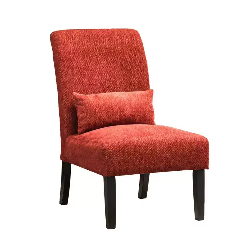 TUYOHW Fauteuil d'appoint moderne avec oreiller et revêtement en tissu chenille, sans accoudoirs, avec pieds en bois massif, chaise confortable pour salon et chambre à coucher