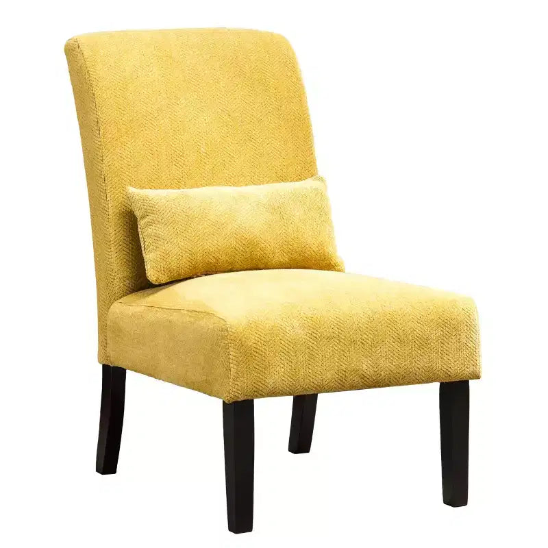 TUYOHW Fauteuil d'appoint moderne avec oreiller et revêtement en tissu chenille, sans accoudoirs, avec pieds en bois massif, chaise confortable pour salon et chambre à coucher