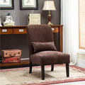 TUYOHW Fauteuil d'appoint moderne avec oreiller et revêtement en tissu chenille, sans accoudoirs, avec pieds en bois massif, chaise confortable pour salon et chambre à coucher