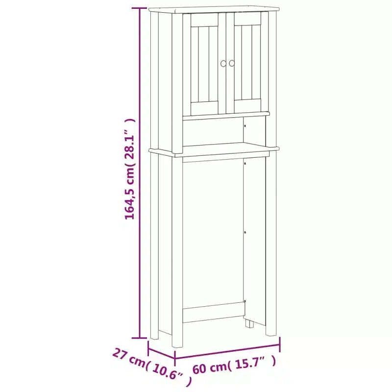 vidaXL Meuble lave-linge BERG noir 29,9x10,6x64,8 cm bois massif