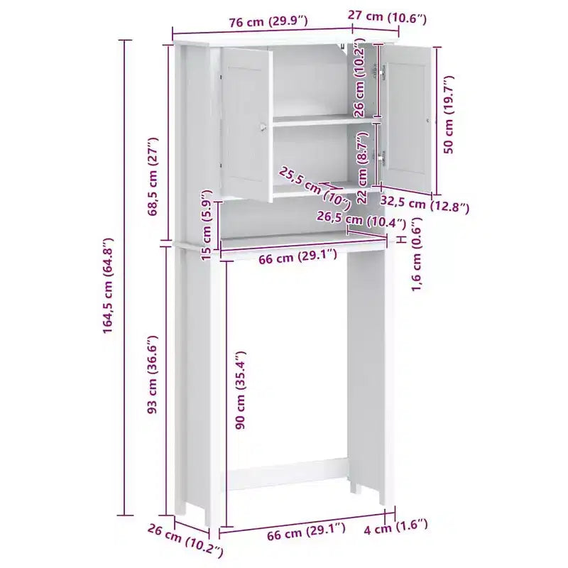 vidaXL Meuble lave-linge BERG noir 29,9x10,6x64,8 cm bois massif