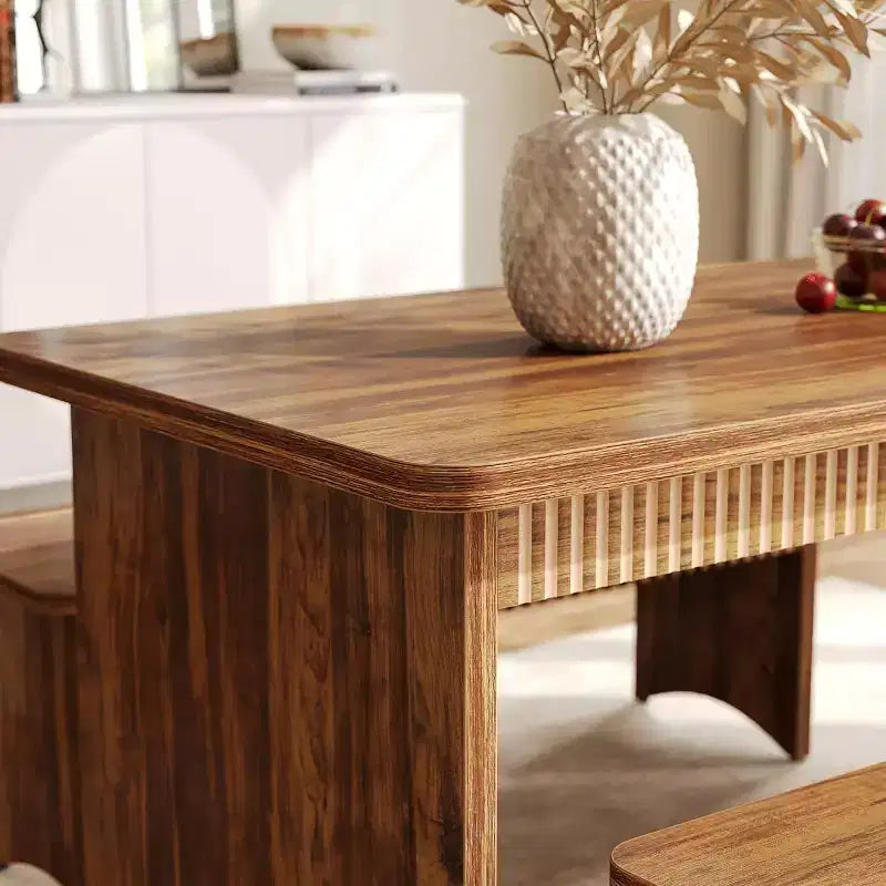 Table à manger Lantine 55 avec 2 bancs, ensemble de table à manger pour 4 à 6 personnes, table de cuisine de ferme avec banc, ensemble de table de salle à manger