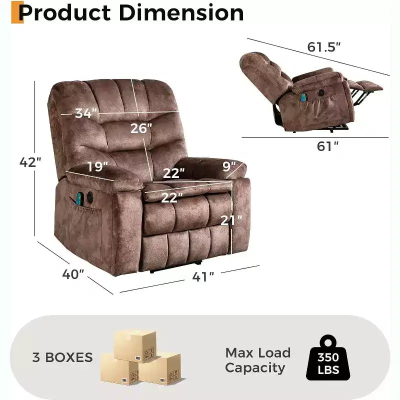 BALHAM TRADE - Fauteuil inclinable Power Lift avec massage et chauffage pour personnes âgées, robuste, sûr, siège plus large