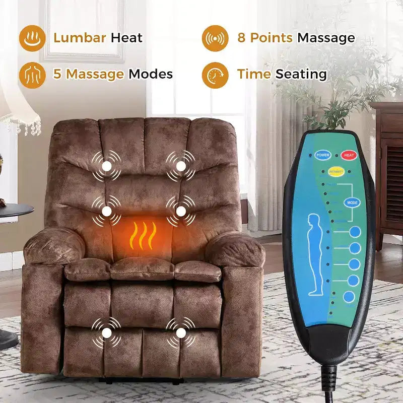 BALHAM TRADE - Fauteuil inclinable Power Lift avec massage et chauffage pour personnes âgées, robuste, sûr, siège plus large