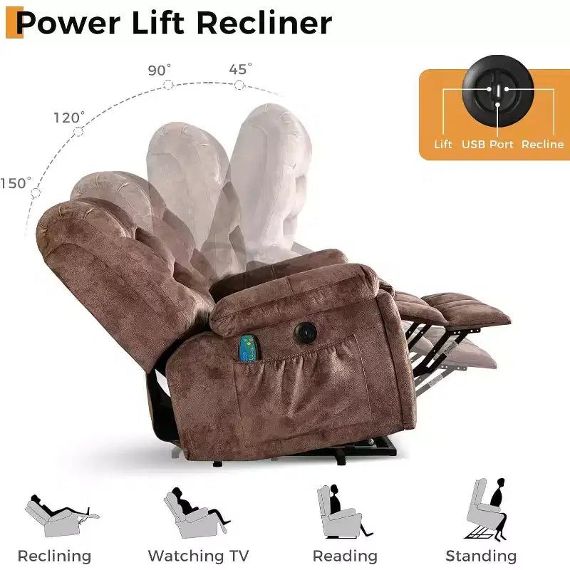 BALHAM TRADE - Fauteuil inclinable Power Lift avec massage et chauffage pour personnes âgées, robuste, sûr, siège plus large