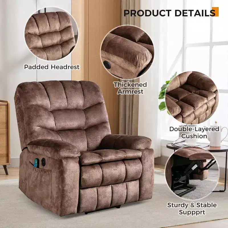 BALHAM TRADE - Fauteuil inclinable Power Lift avec massage et chauffage pour personnes âgées, robuste, sûr, siège plus large