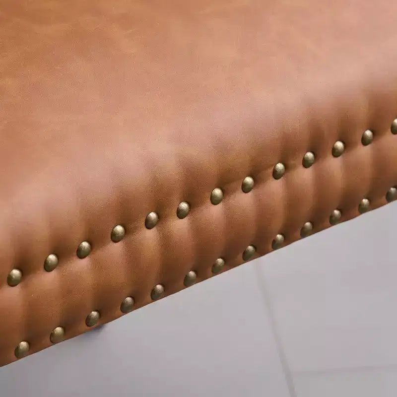 Chaises de salle à manger FERPIT en similicuir avec garniture cloutée et dossier capitonné (Lot de 2)