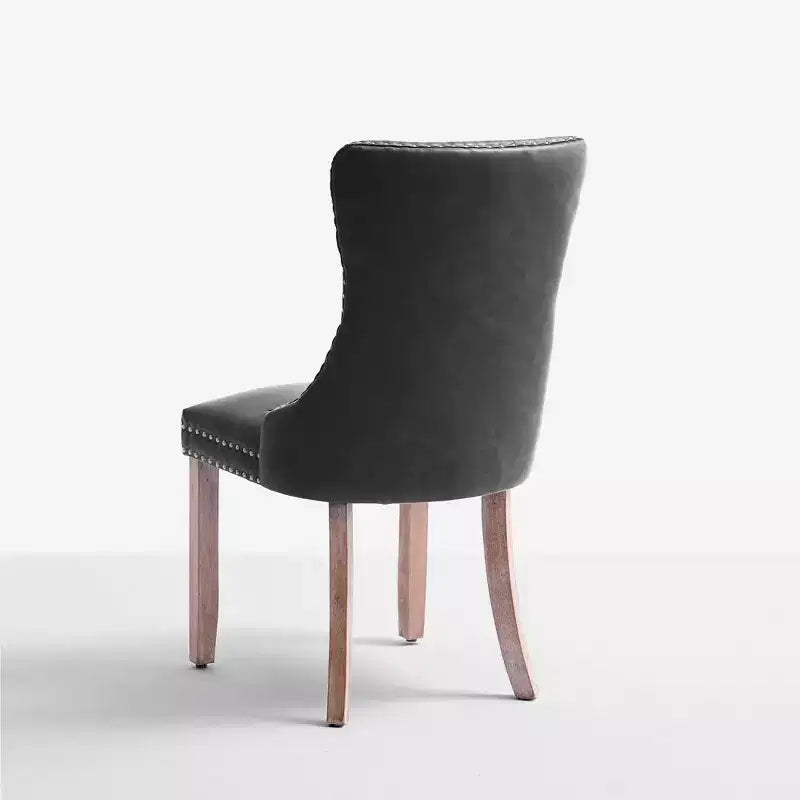 Chaises de salle à manger FERPIT en similicuir avec garniture cloutée et dossier capitonné (Lot de 2)