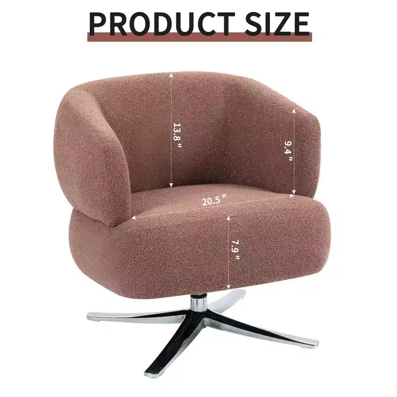 Fauteuil d'appoint moderne TUYOHW avec accoudoirs et dossier incurvés, fauteuil pivotant rembourré avec pieds en acier, chaises de loisirs pour salon, chambre à coucher