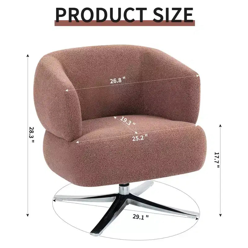 Fauteuil d'appoint moderne TUYOHW avec accoudoirs et dossier incurvés, fauteuil pivotant rembourré avec pieds en acier, chaises de loisirs pour salon, chambre à coucher