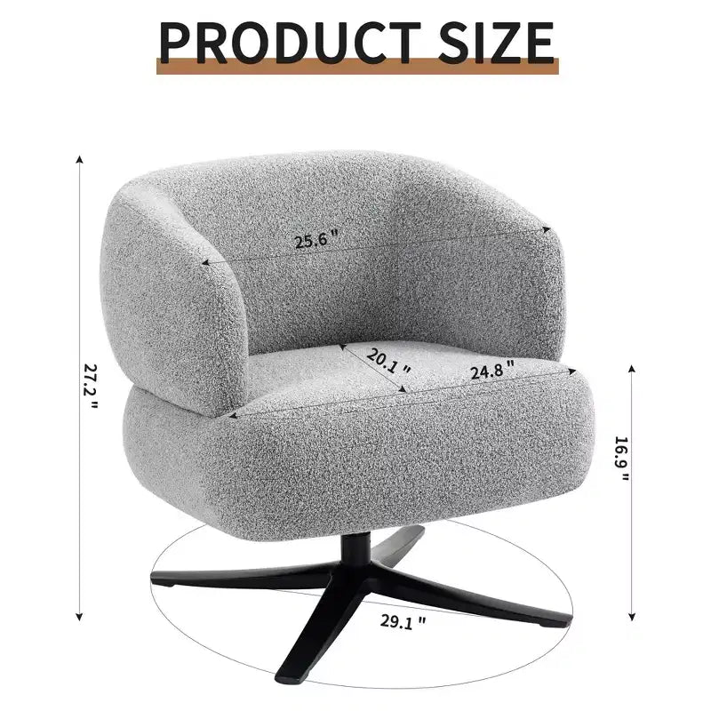 Fauteuil d'appoint moderne TUYOHW avec accoudoirs et dossier incurvés, fauteuil pivotant rembourré avec pieds en acier, chaises de loisirs pour salon, chambre à coucher