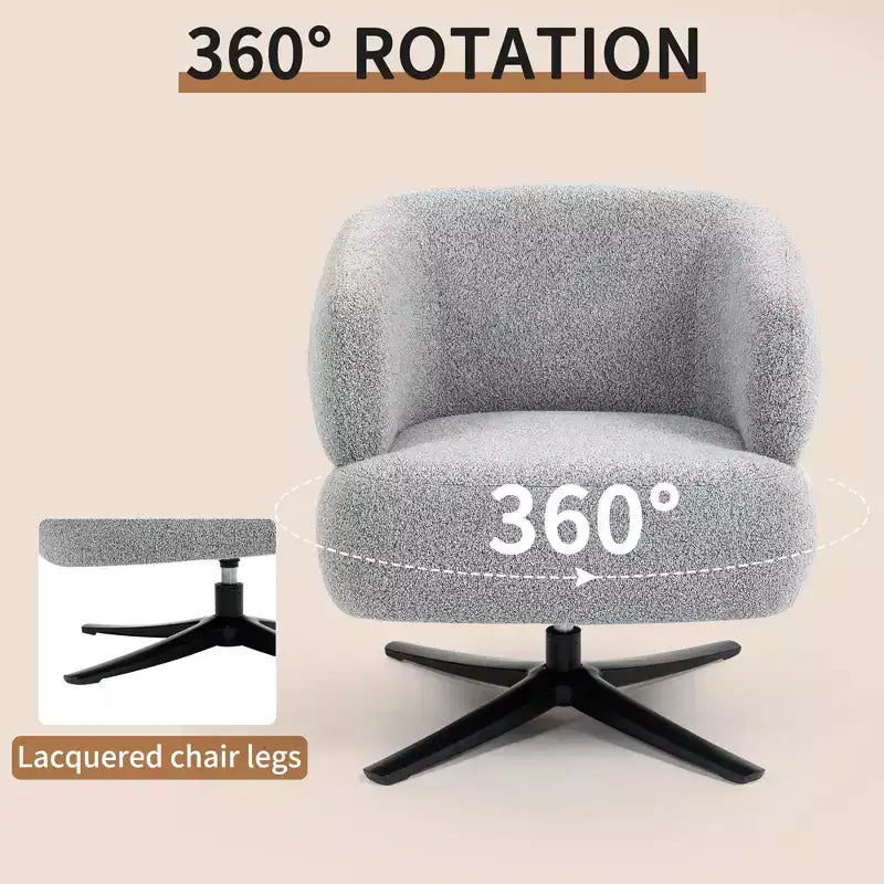 Fauteuil d'appoint moderne TUYOHW avec accoudoirs et dossier incurvés, fauteuil pivotant rembourré avec pieds en acier, chaises de loisirs pour salon, chambre à coucher