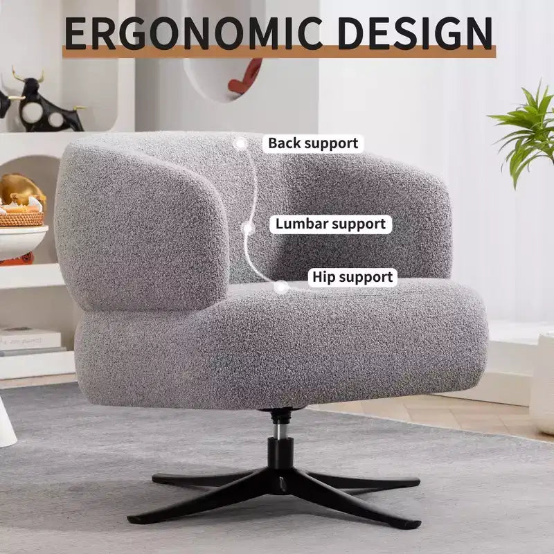 Fauteuil d'appoint moderne TUYOHW avec accoudoirs et dossier incurvés, fauteuil pivotant rembourré avec pieds en acier, chaises de loisirs pour salon, chambre à coucher