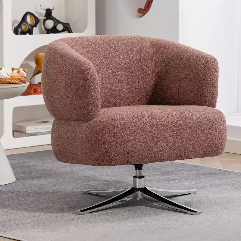 Fauteuil d'appoint moderne TUYOHW avec accoudoirs et dossier incurvés, fauteuil pivotant rembourré avec pieds en acier, chaises de loisirs pour salon, chambre à coucher
