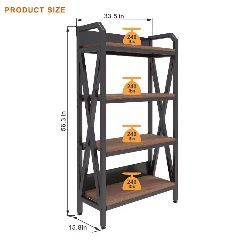 VIYET 56.3H Étagère de cuisine à 4 niveaux, Métal et bois (Organisateur multi-scènes réglable pour garage/garde-manger/salle de bain)